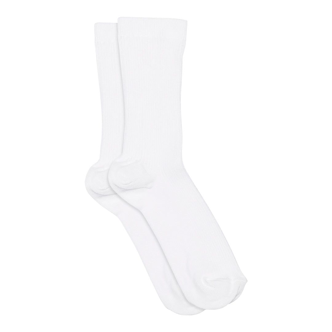 Fine cotton rib sock white