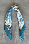 Silk scarf black/off-white/blue/graphic