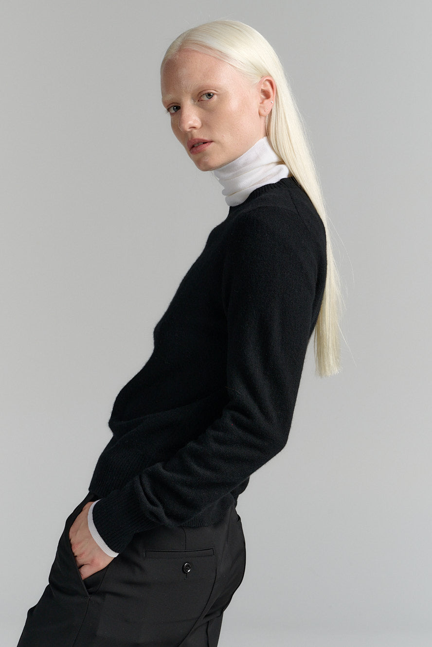 Rhea merino/cashmere crew neck black