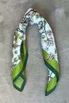 Silk scarf bright multi flower/coral