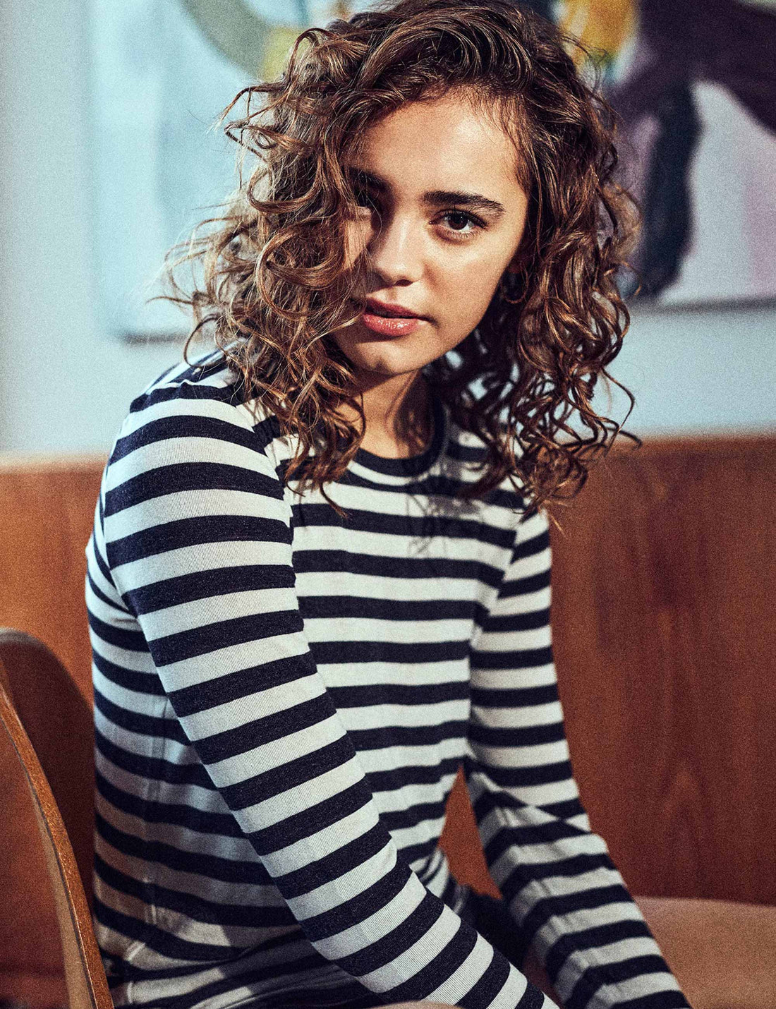 April blouse off white/navy stripes