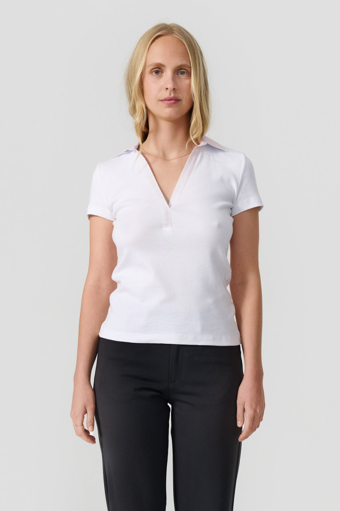 Augusta polo white/red stripe collar