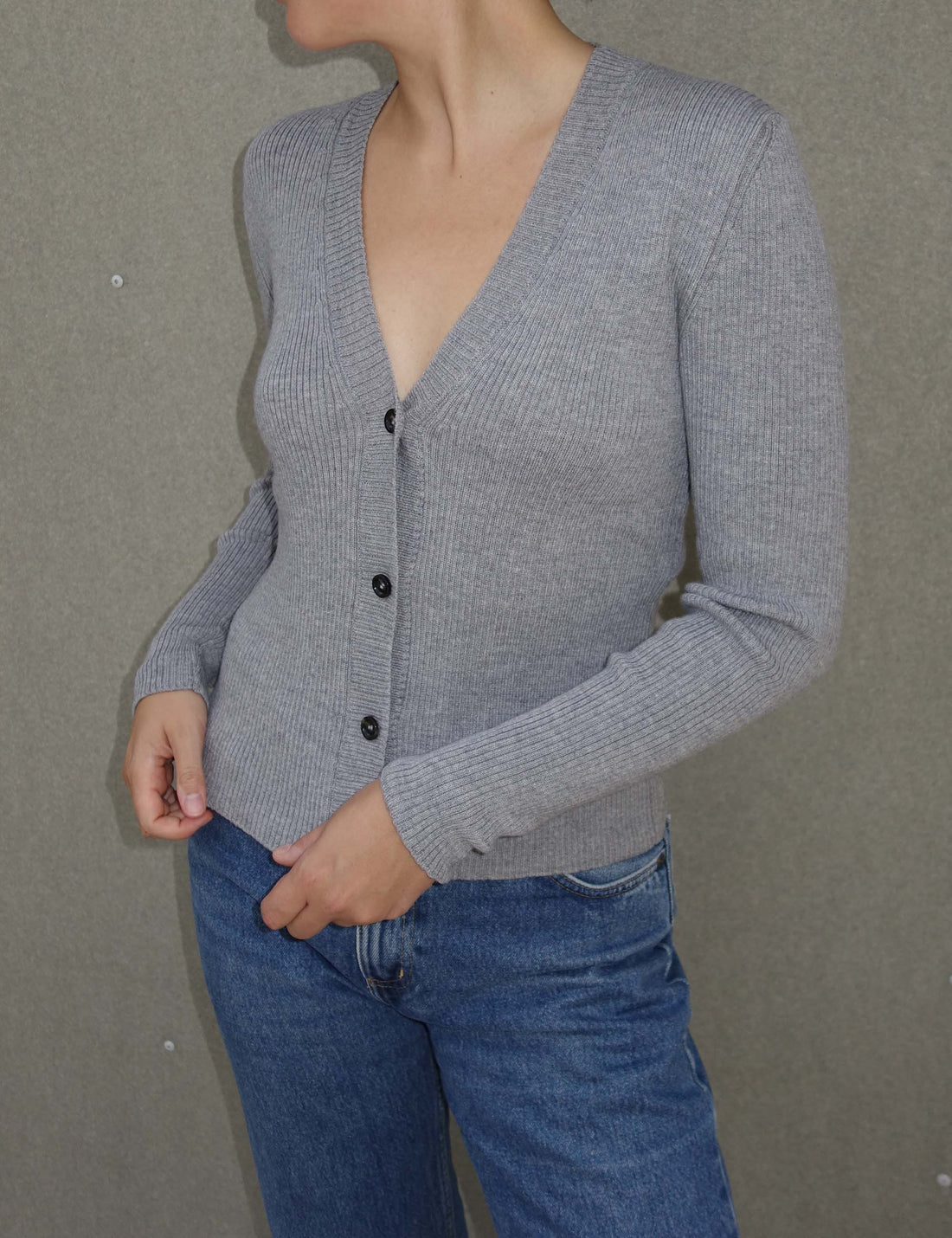 Nathalie merino cardigan grey melange