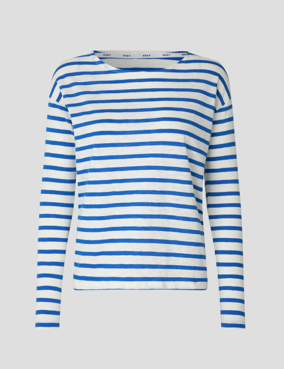 Dorrie long sleeve t-shirt royal blue/cream stripe