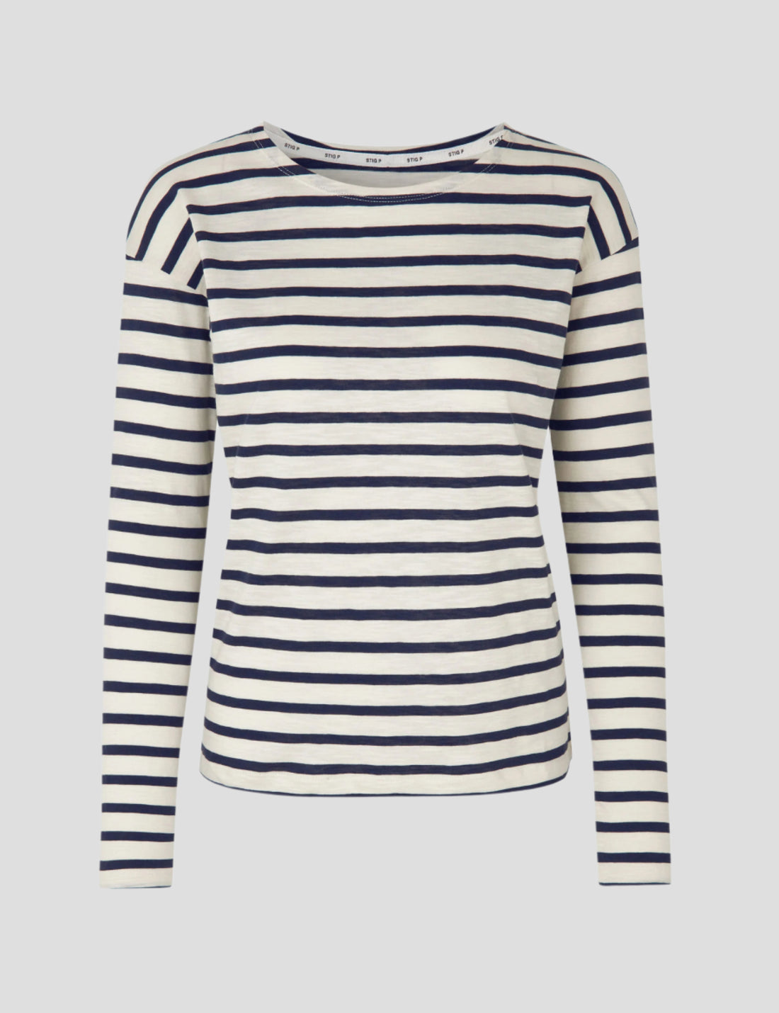 Dorrie long sleeve t-shirt navy/cream stripe