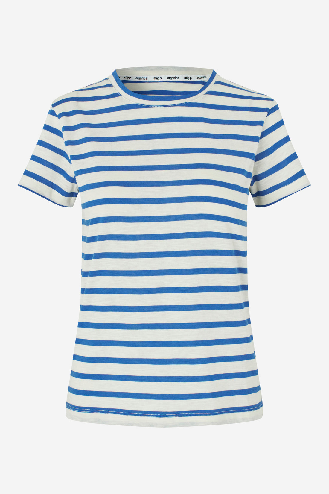 Emily short sleeve t-shirt royal blue/cream stripe