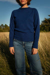 Superfine lambswool crew neck dark navy