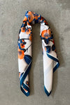 Silk scarf off-white/red/pink leaf