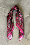 Silk scarf black/red/blue graphic