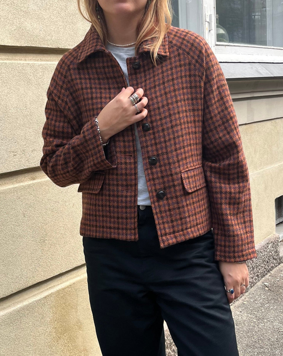 Kristine jacket rust brown check