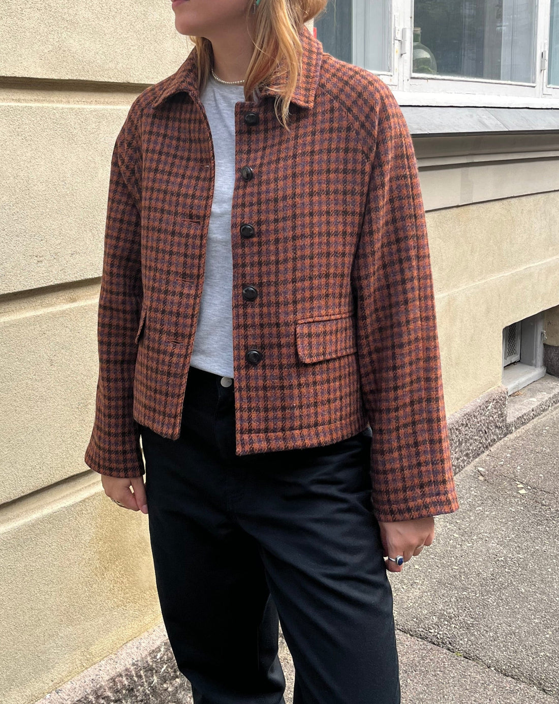 Kristine jacket rust brown check