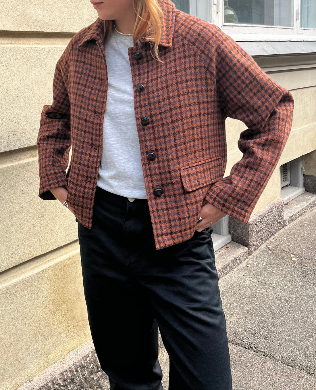 Kristine jacket rust brown check