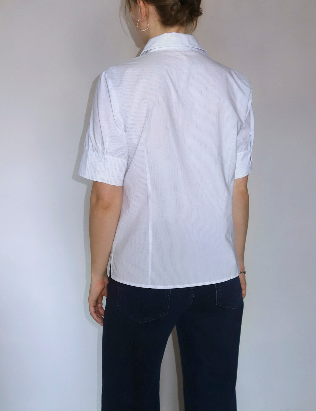 Laura short sleeve shirt white/blue stripe
