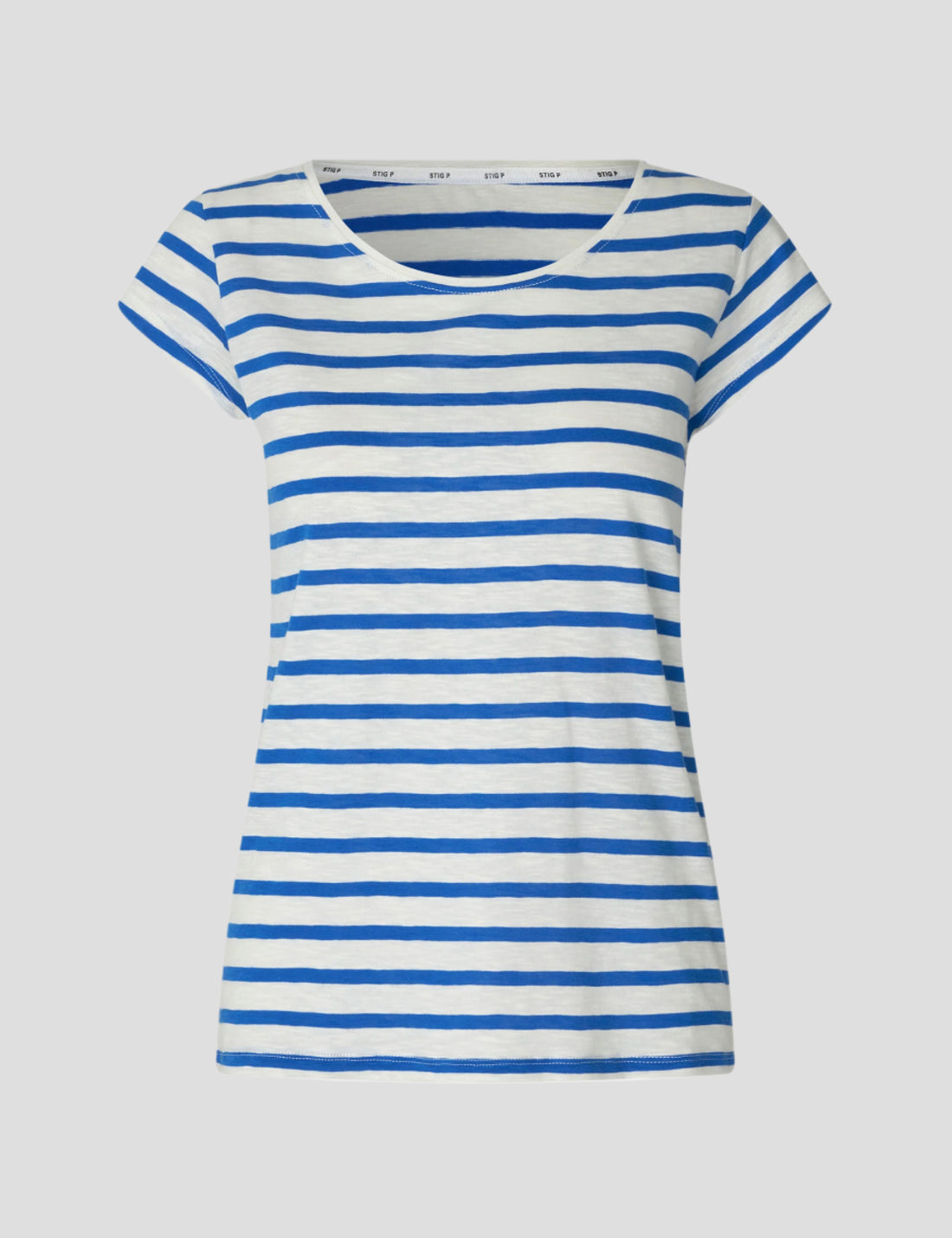 Liu short sleeve t-shirt royal blue/cream stripe