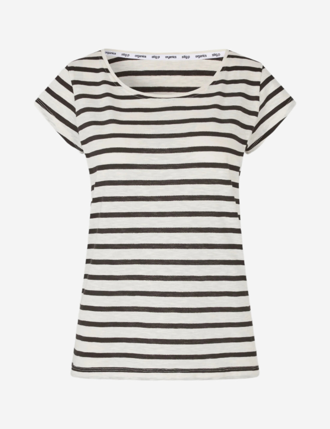 Liu short sleeve t-shirt cream/dark brown stripe