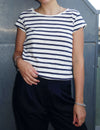 Liu short sleeve t-shirt green/cream stripe