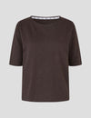 Louisa short sleeve t-shirt cream/dark brown stripe