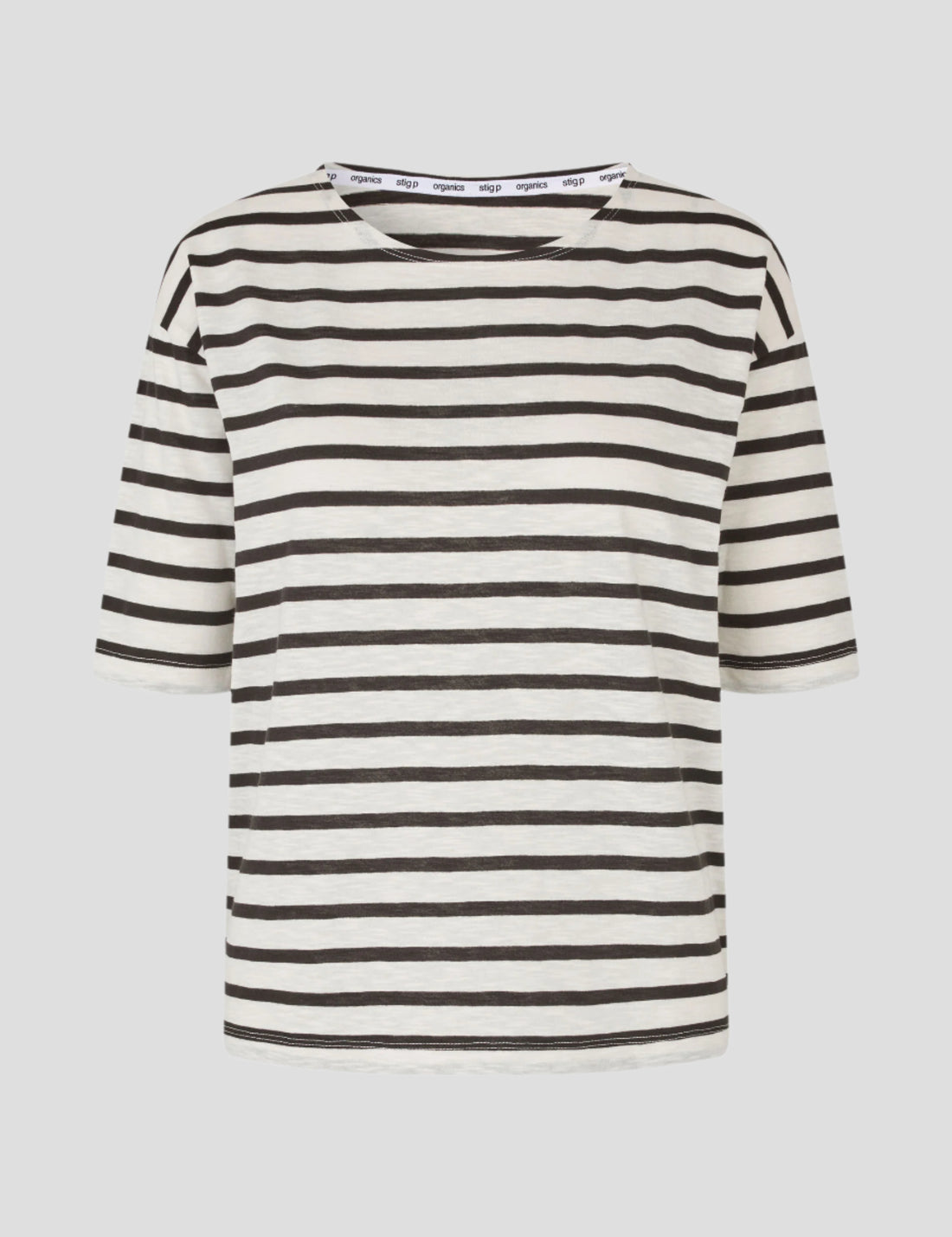 Louisa short sleeve t-shirt cream/dark brown stripe