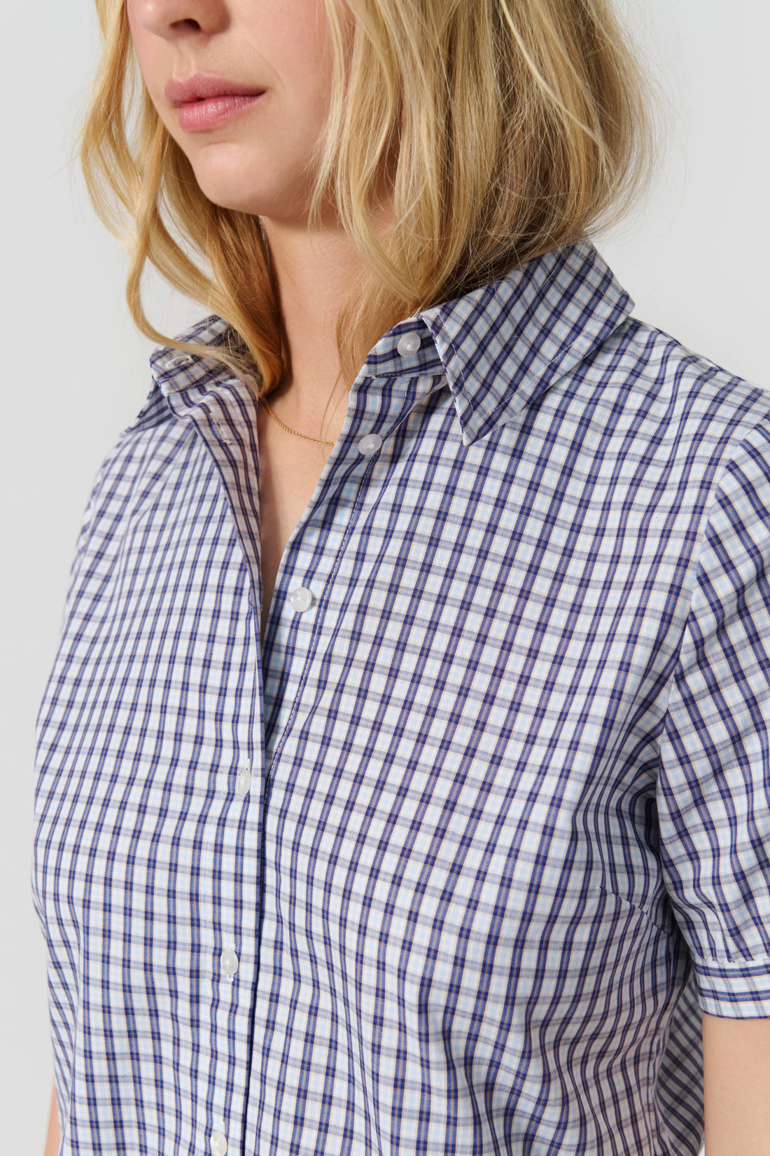 Olivia short sleeve shirt blue/white checks