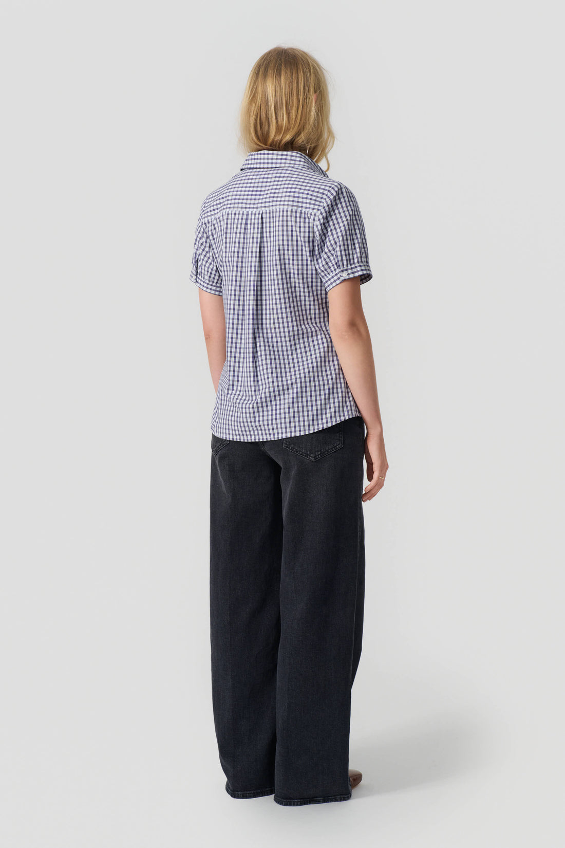 Olivia short sleeve shirt blue/white checks