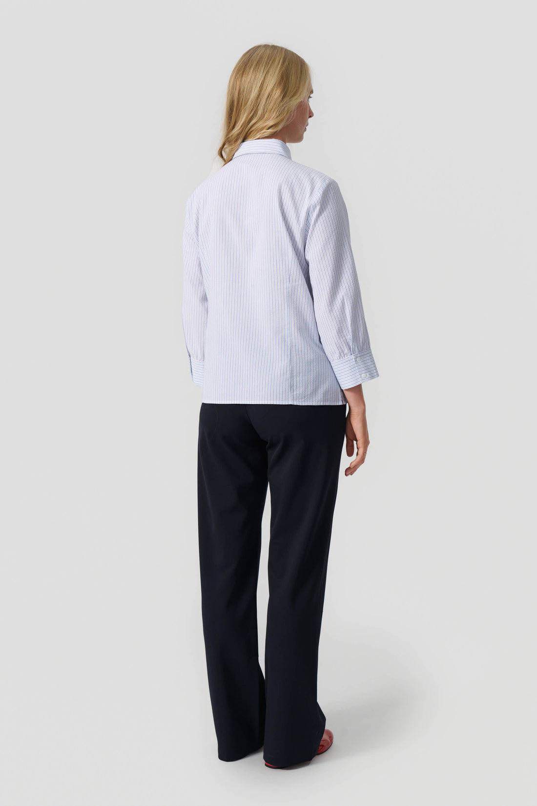 Laura shirt 3/4 sleeve white/blue stripe
