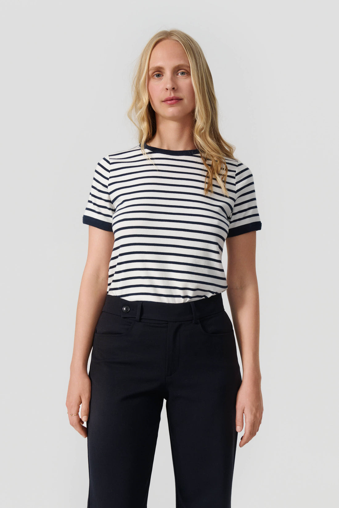 Stella t-shirt off white/navy stripe