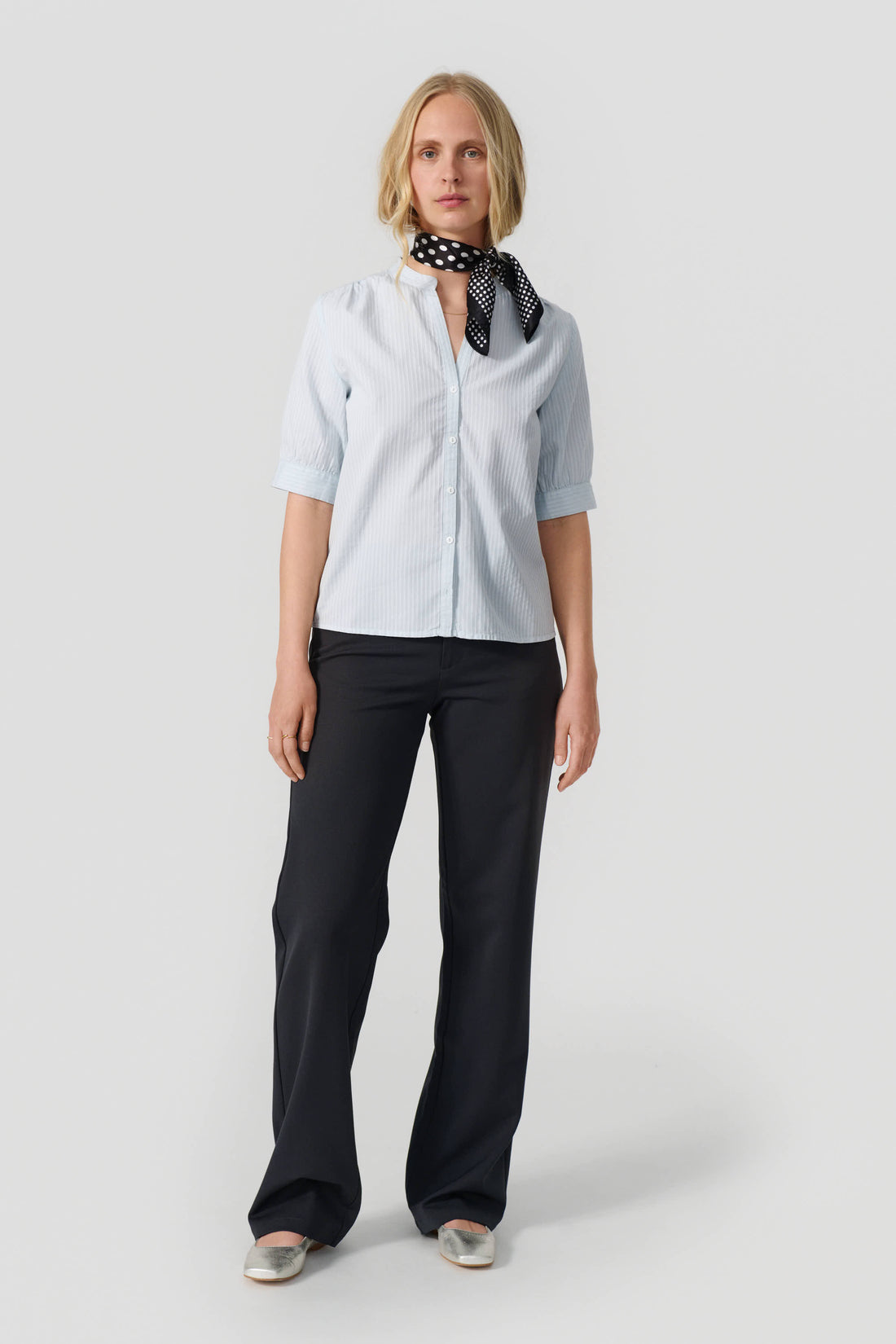 Maja short sleeve shirt light blue stripe