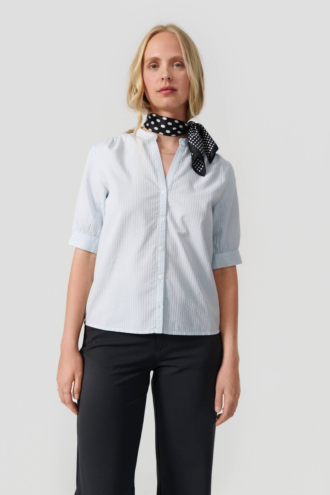 Maja short sleeve shirt light blue stripe
