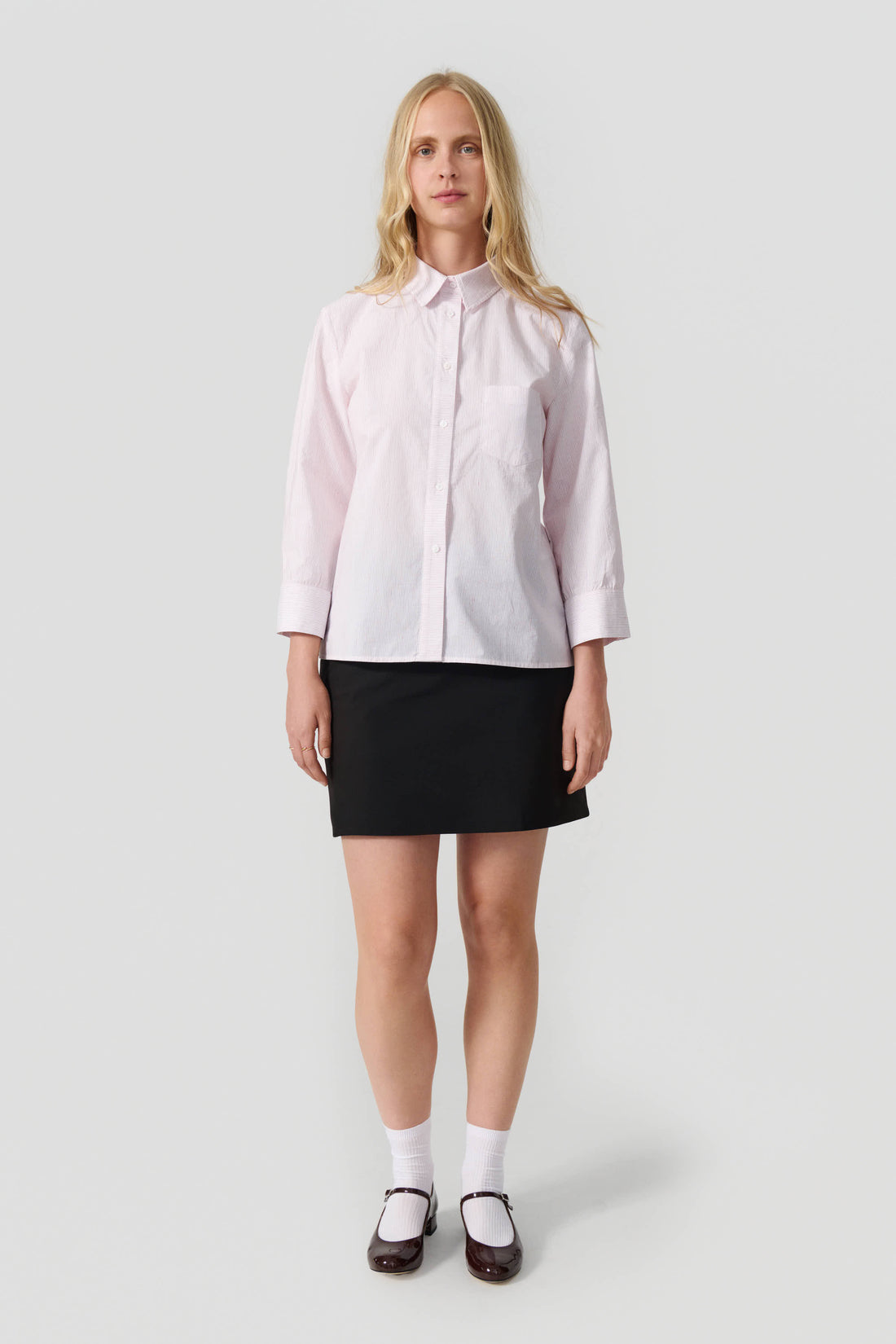 Laura shirt 3/4 sleeve white/red stripe