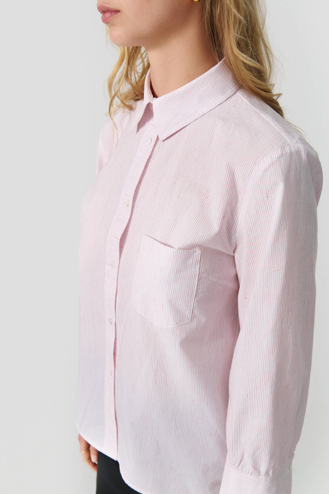 Laura shirt 3/4 sleeve white/red stripe