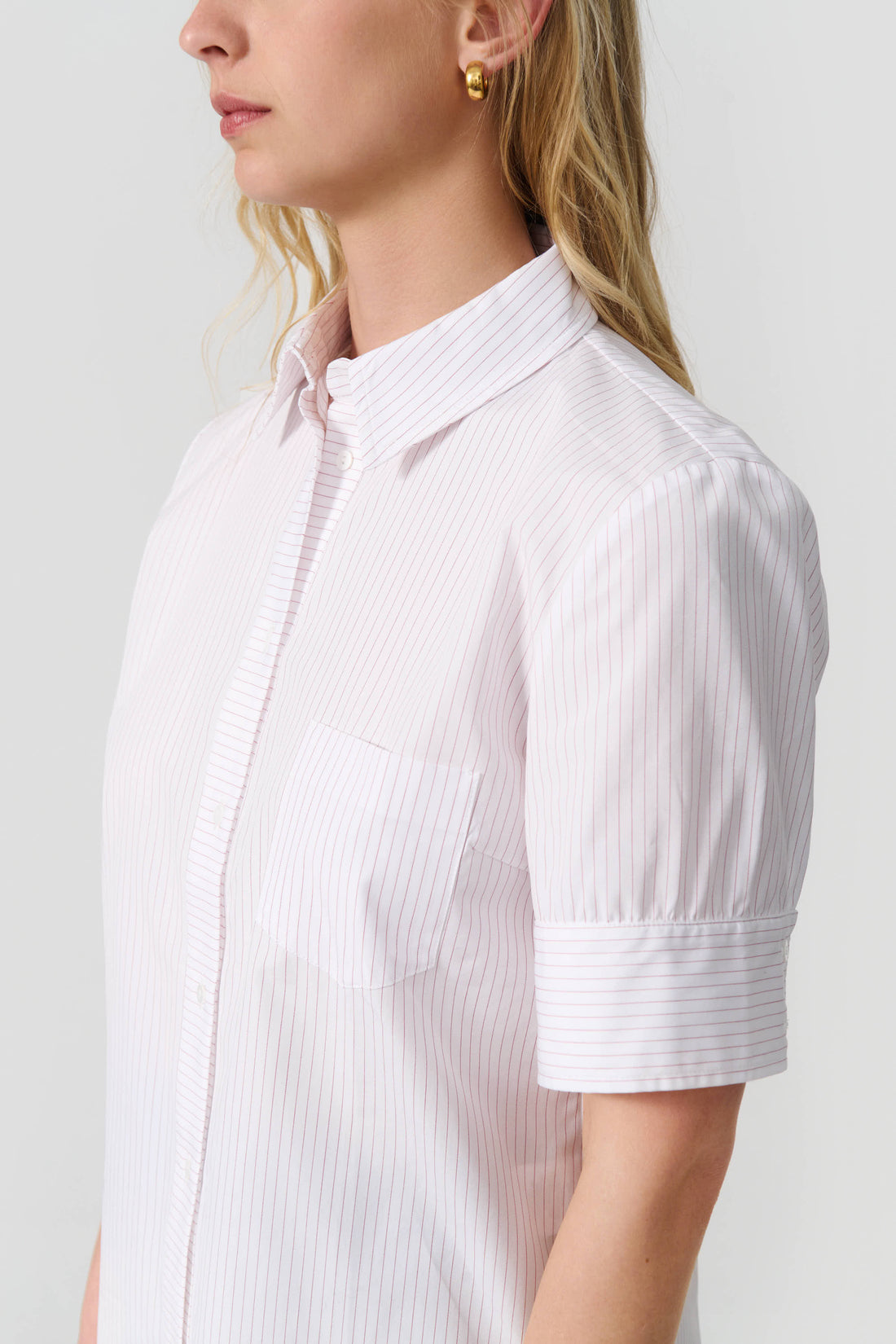 Laura short sleeve shirt white/red stripe