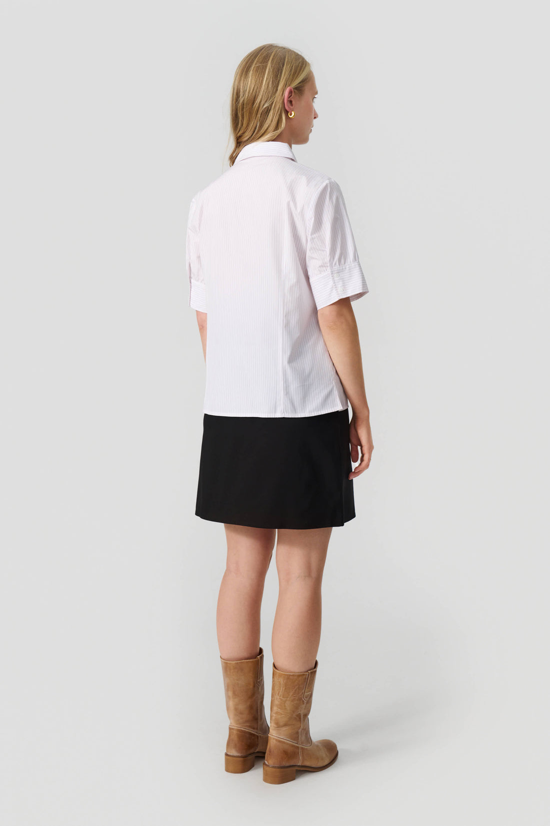 Laura short sleeve shirt white/red stripe