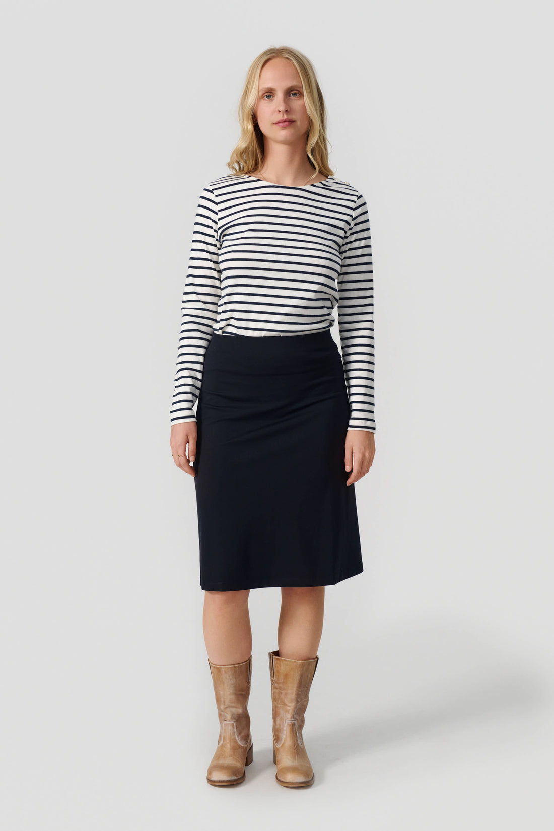 Marie long sleeve t-shirt off white/navy stripe
