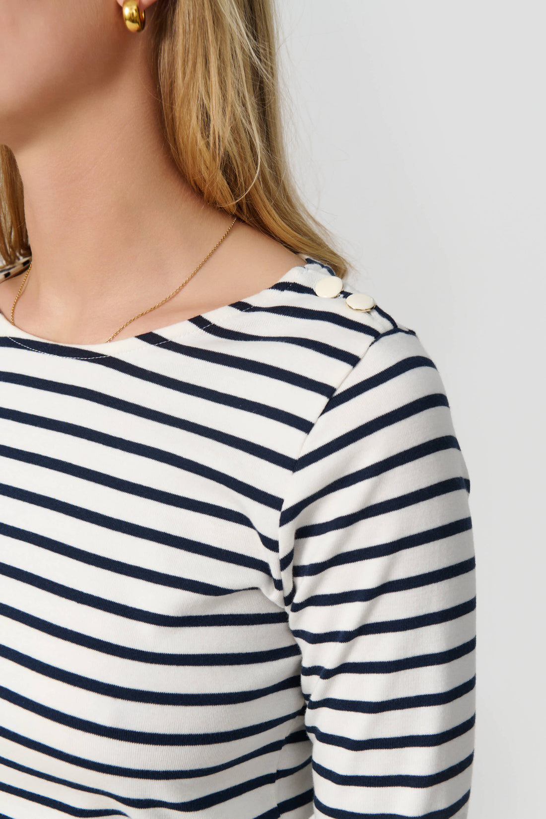 Marie long sleeve t-shirt off white/navy stripe