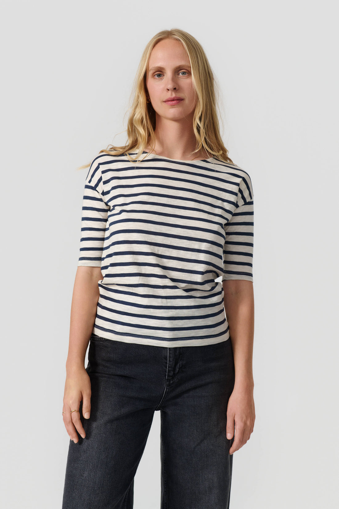 Louisa short sleeve t-shirt navy/cream stripe