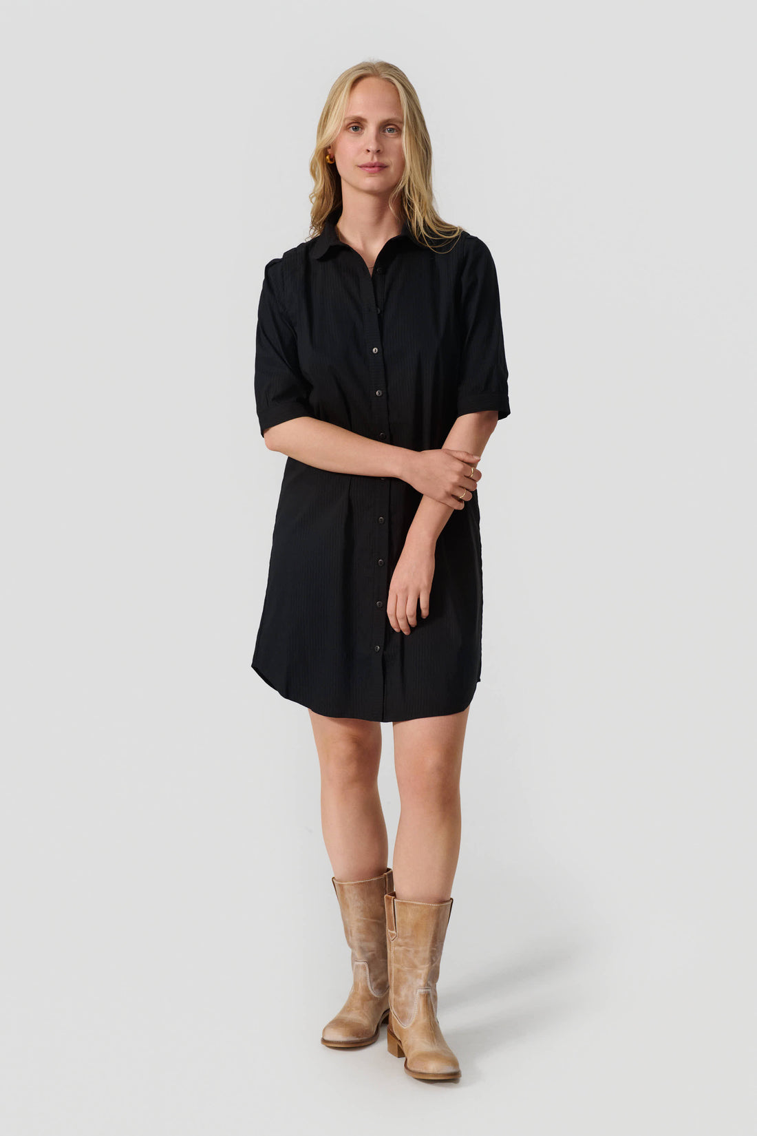 Rosa dress black stripe