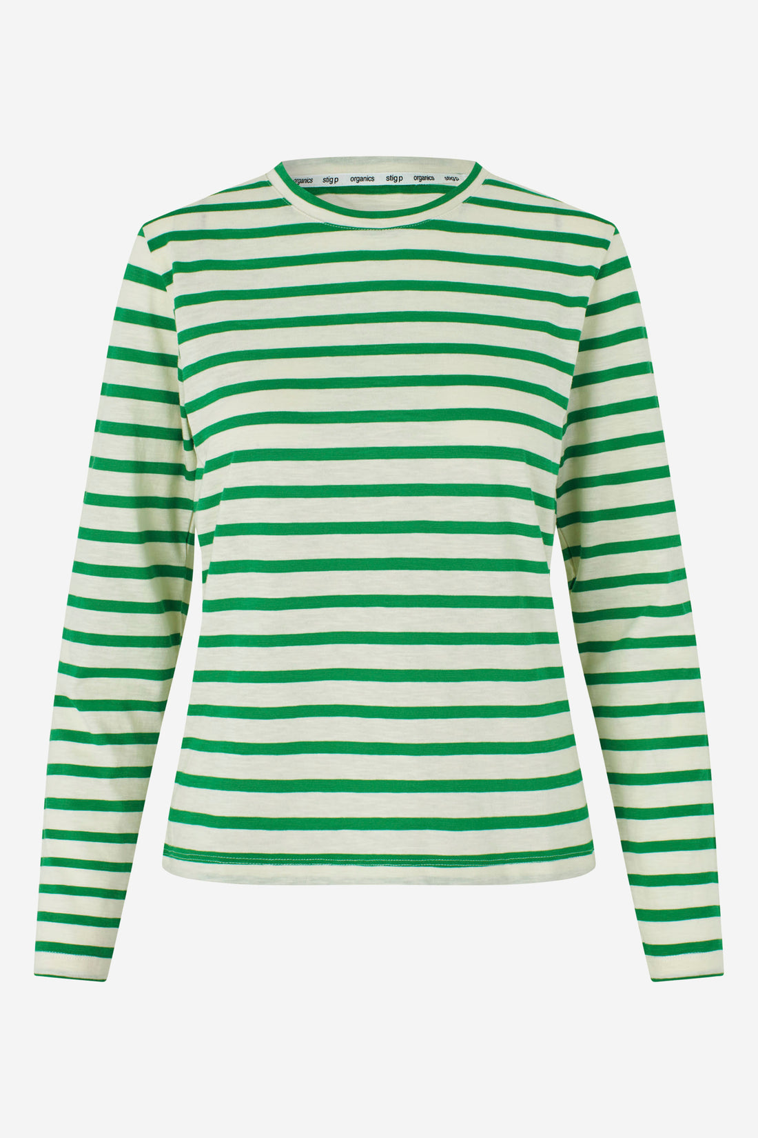 Sofia long sleeve t-shirt green/cream stripe