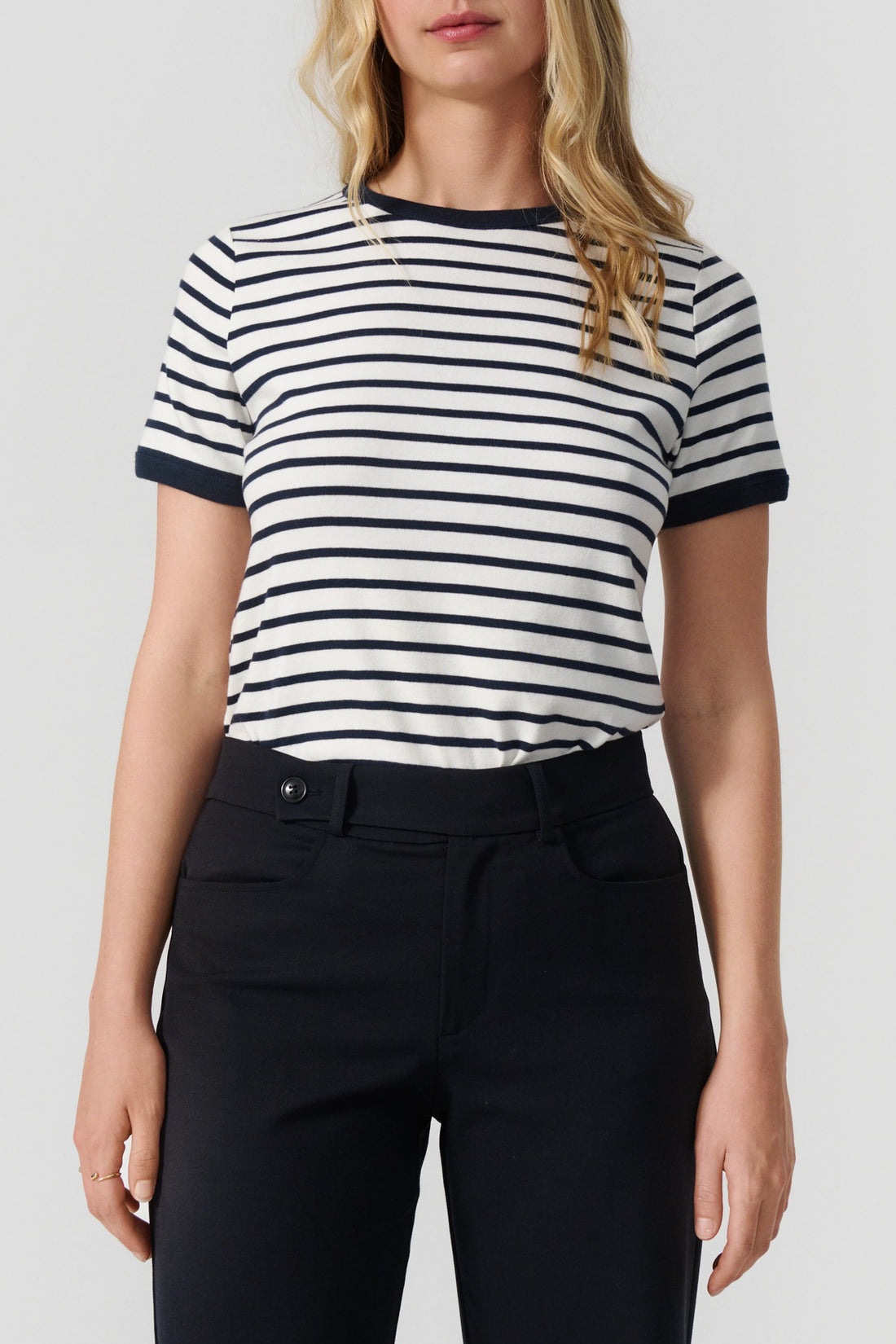 Stella t-shirt off white/navy stripe