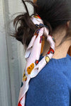 Silk scarf red/cream flower