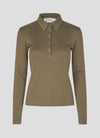 Cathrine polo white/navy stripe collar