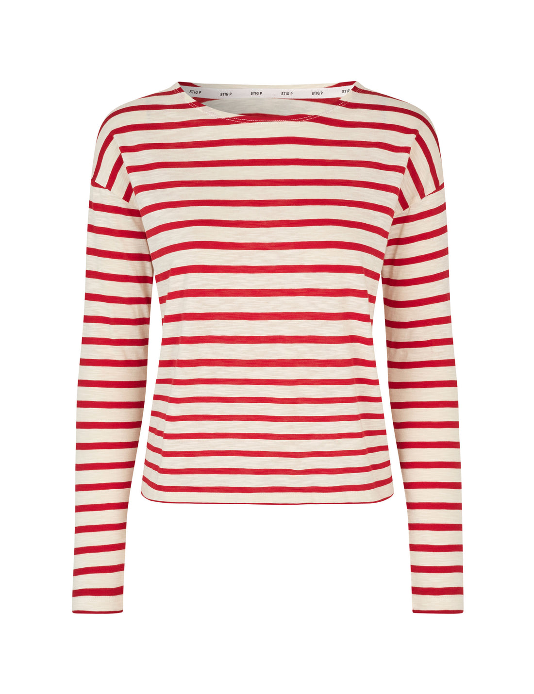 Dorrie long sleeve t-shirt red/cream stripe