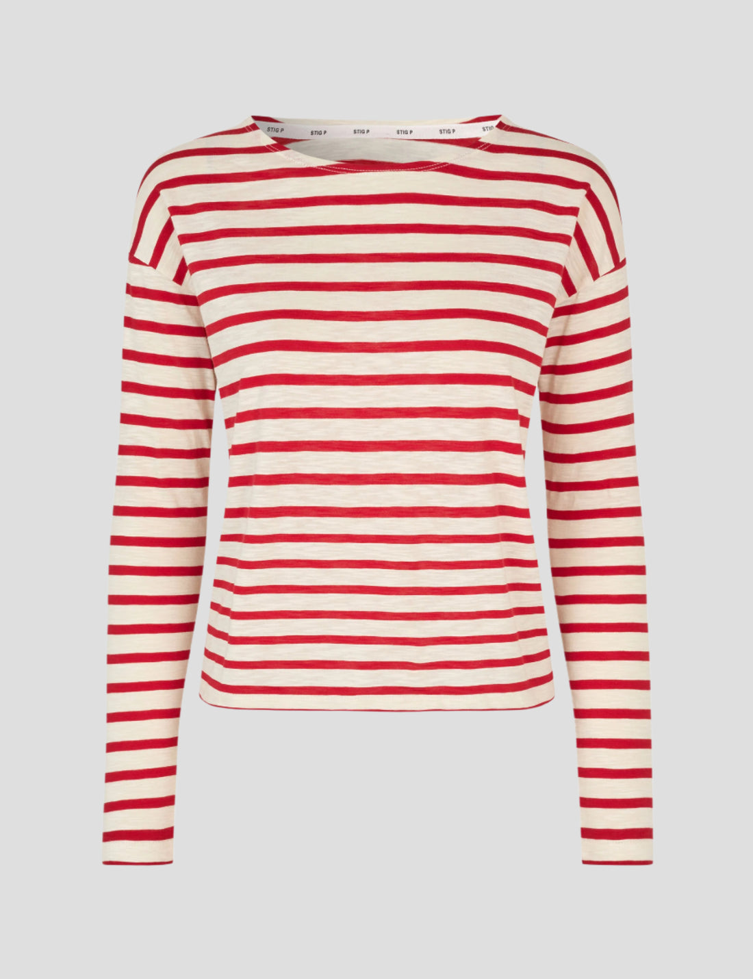 Dorrie long sleeve t-shirt red/cream stripe