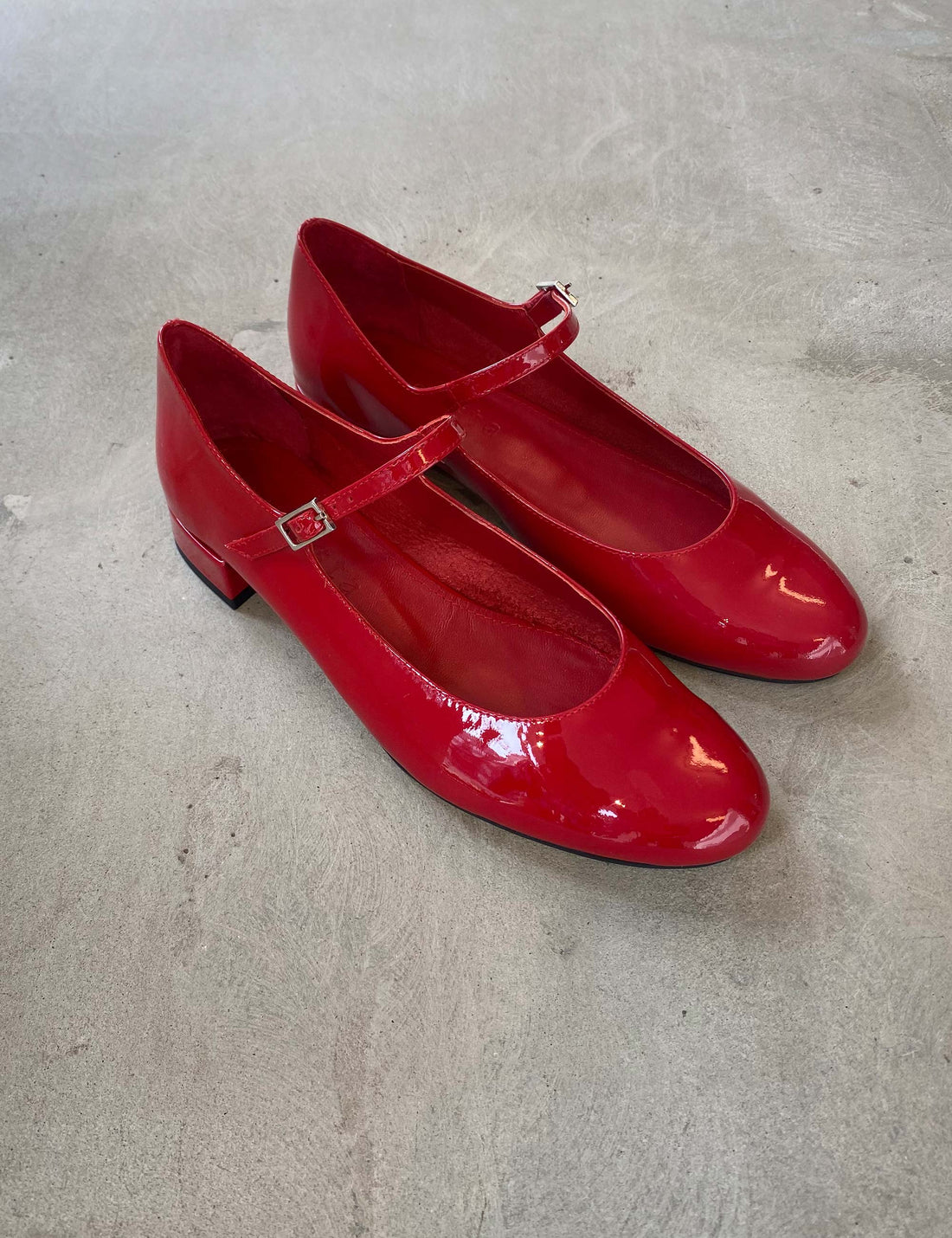 Emilia mary janes glossy red patent leather