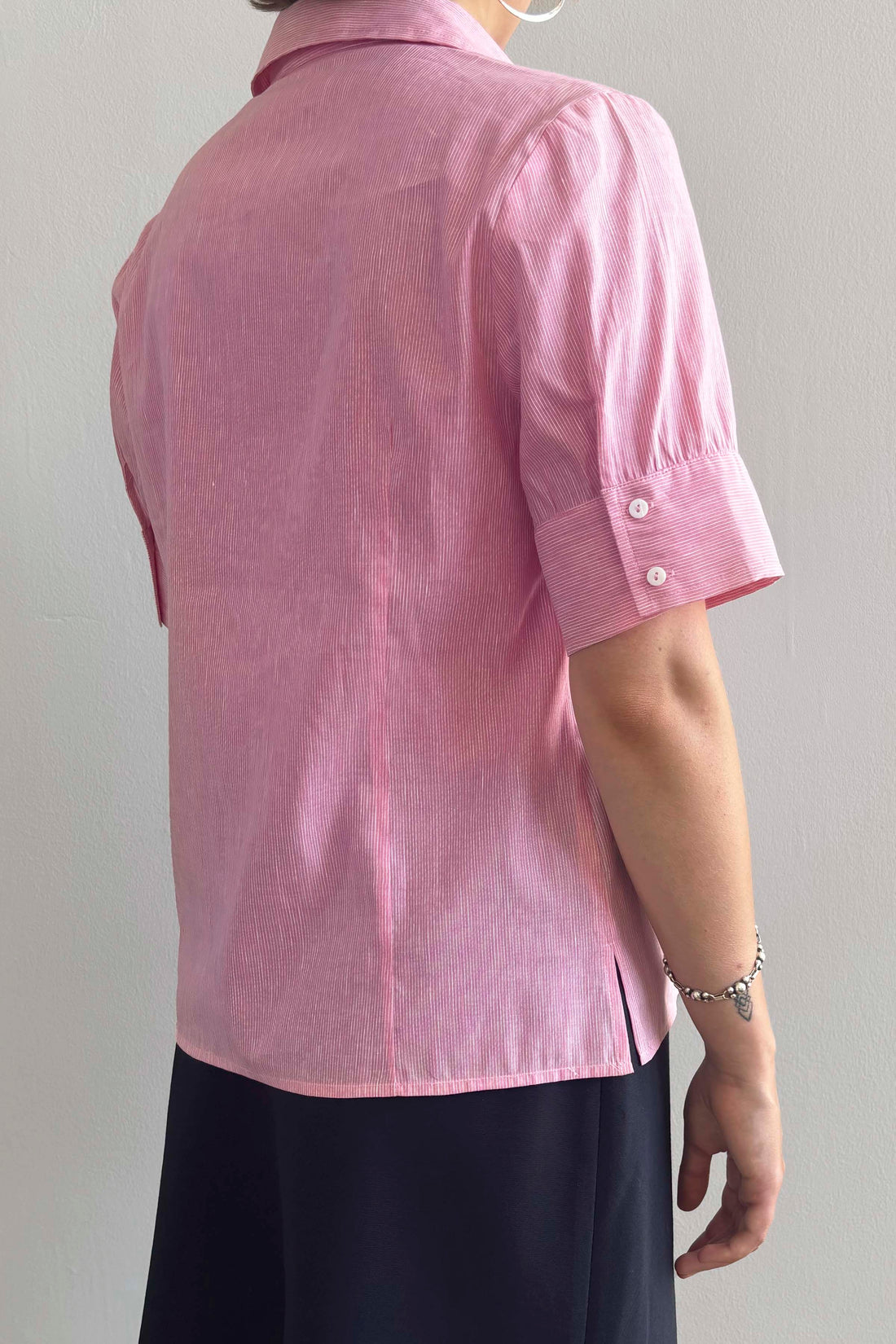 Laura short sleeve shirt pink/white stripes