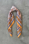 Silk scarf light rose/rust flowers