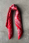 Silk scarf off white/red japanese leaf