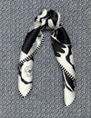 Silk scarf off white black zebra print