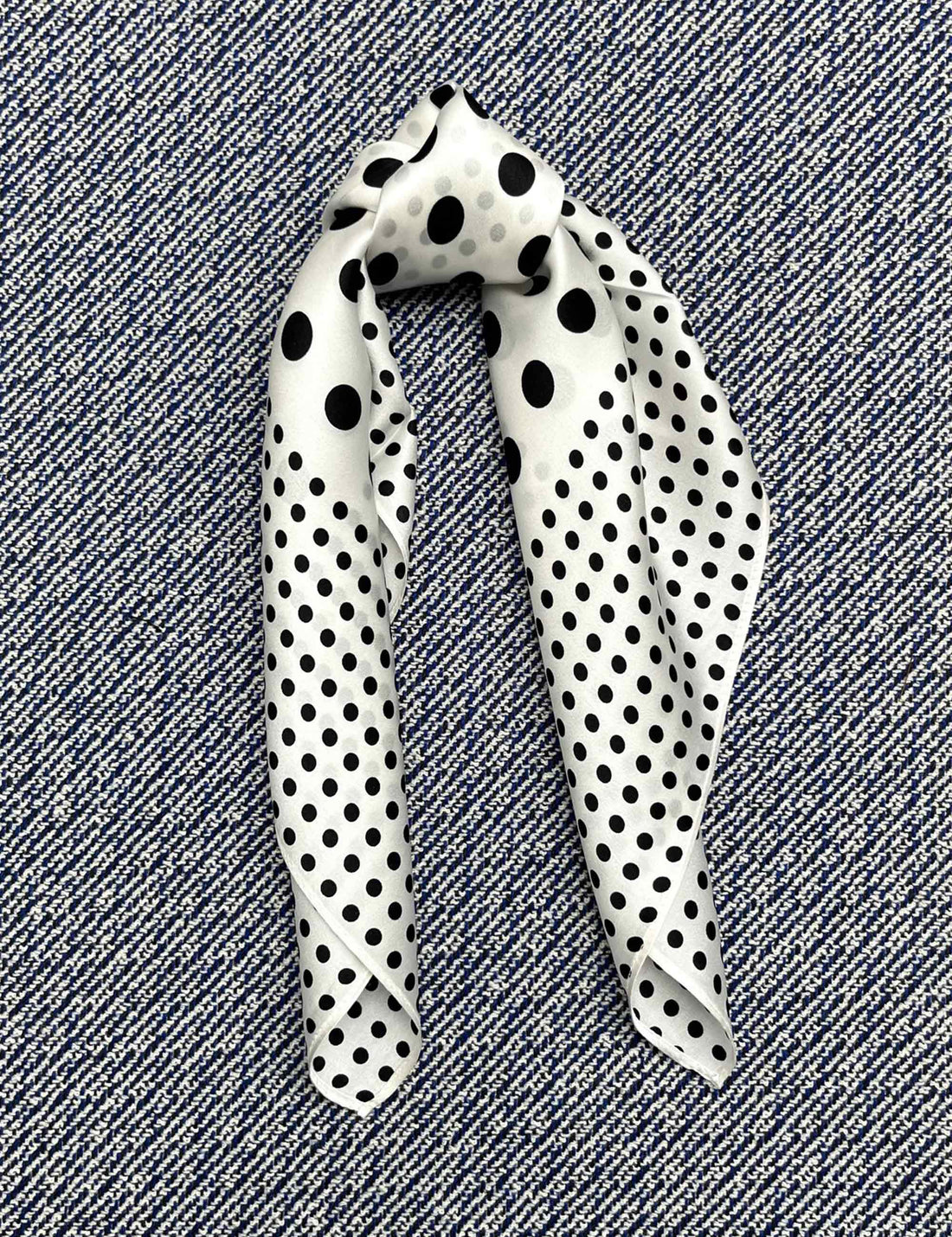 Silk scarf off white two size black dots