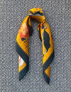 Silk scarf blue/rust/light blue flower