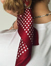 Silk scarf dark brown/blue/rose graphic tulip